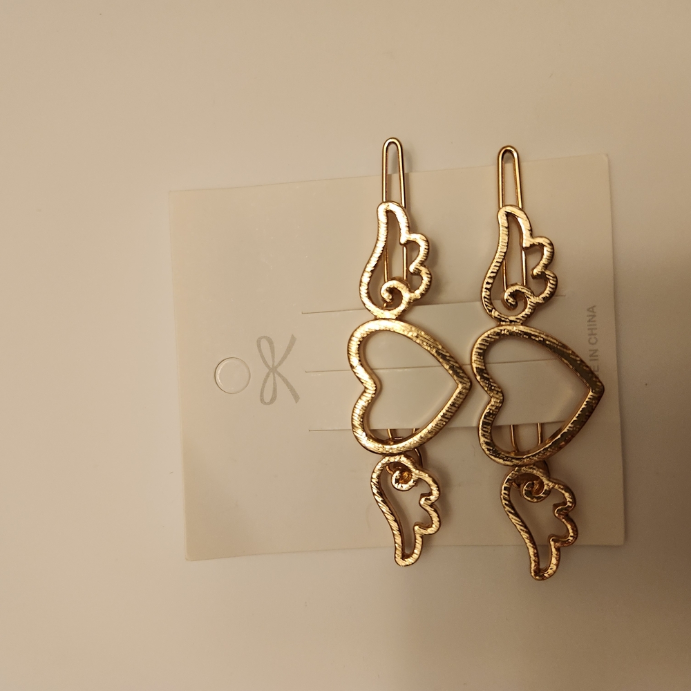 Gold Heart Drop Earrings